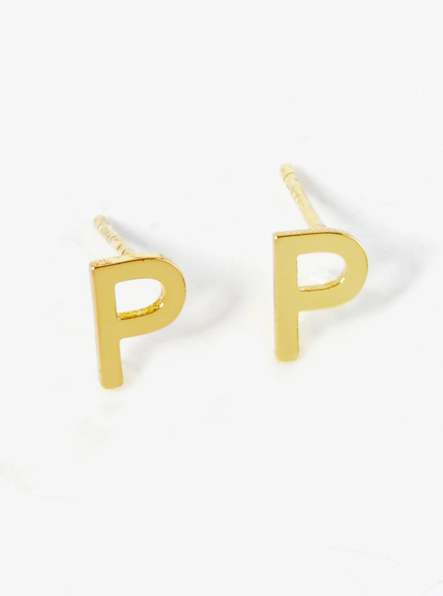 18K Gold Dipped 6mm Brass Initial Stud Earrings