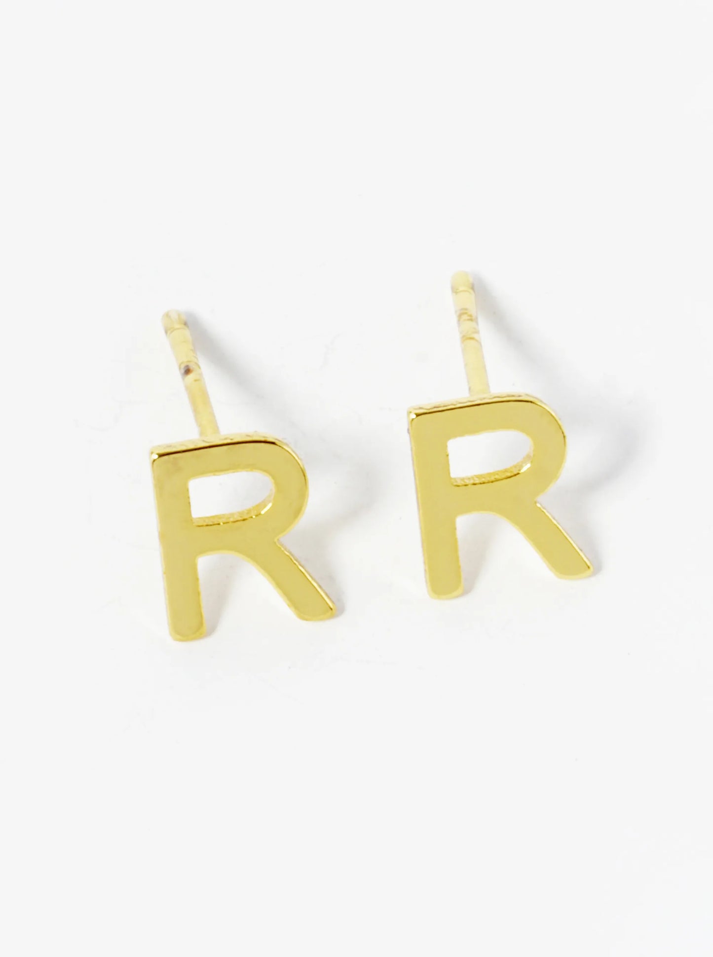 18K Gold Dipped 6mm Brass Initial Stud Earrings