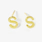 18K Gold Dipped 6mm Brass Initial Stud Earrings