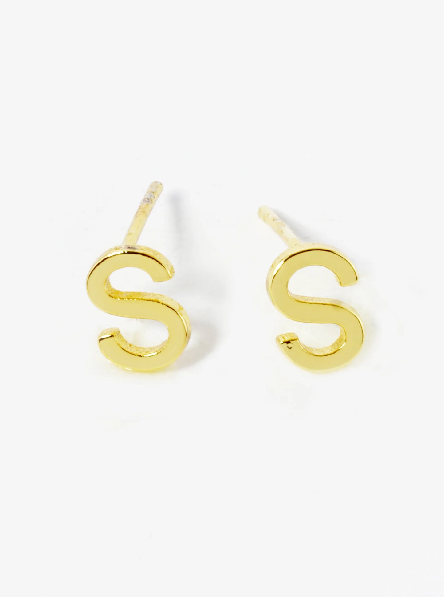 18K Gold Dipped 6mm Brass Initial Stud Earrings