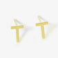 18K Gold Dipped 6mm Brass Initial Stud Earrings