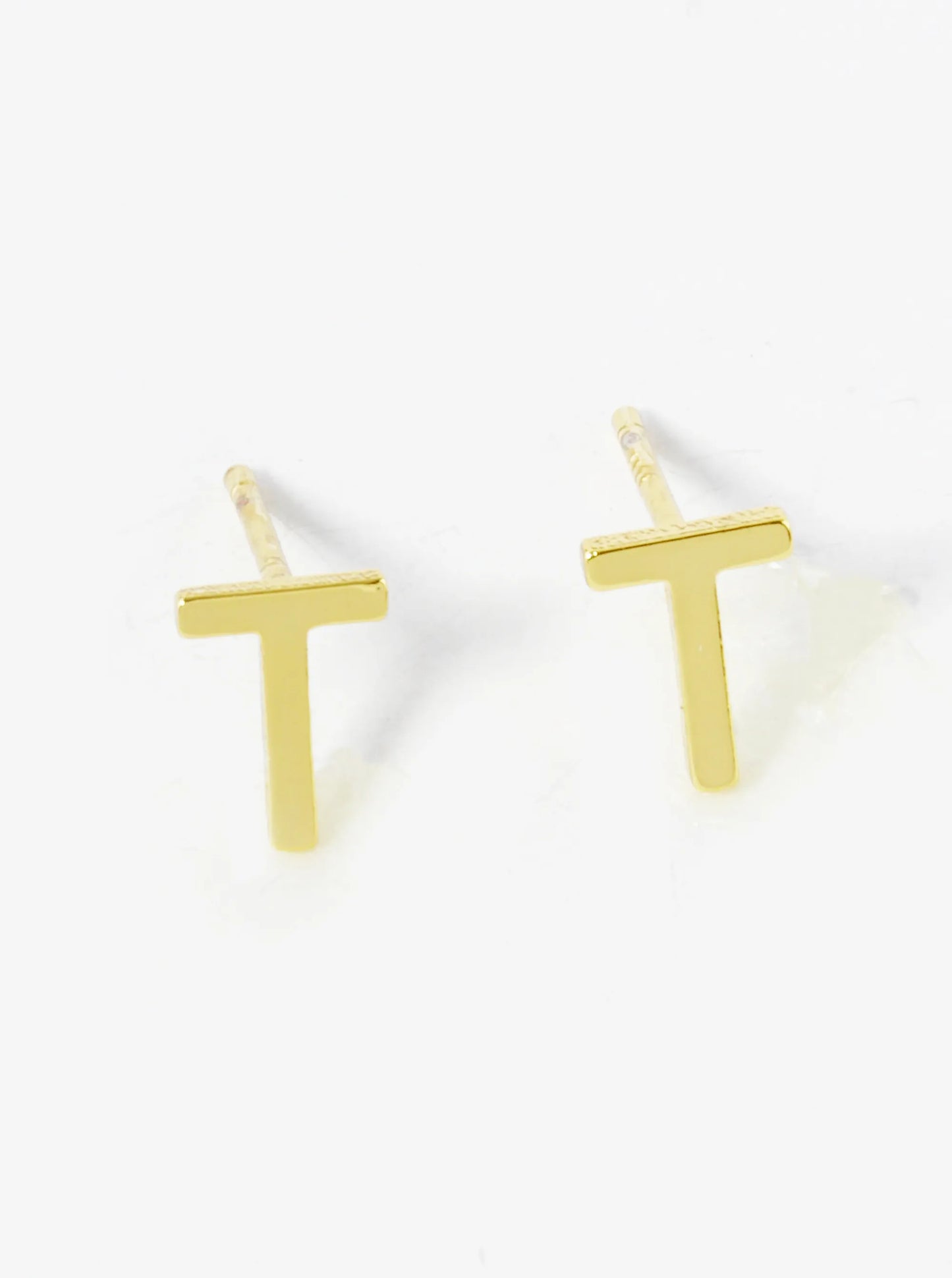 18K Gold Dipped 6mm Brass Initial Stud Earrings