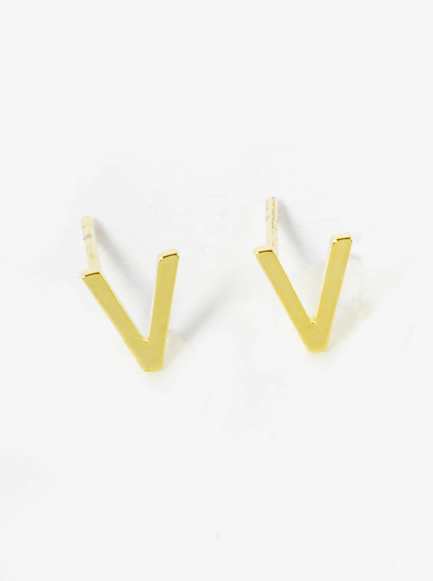 18K Gold Dipped 6mm Brass Initial Stud Earrings