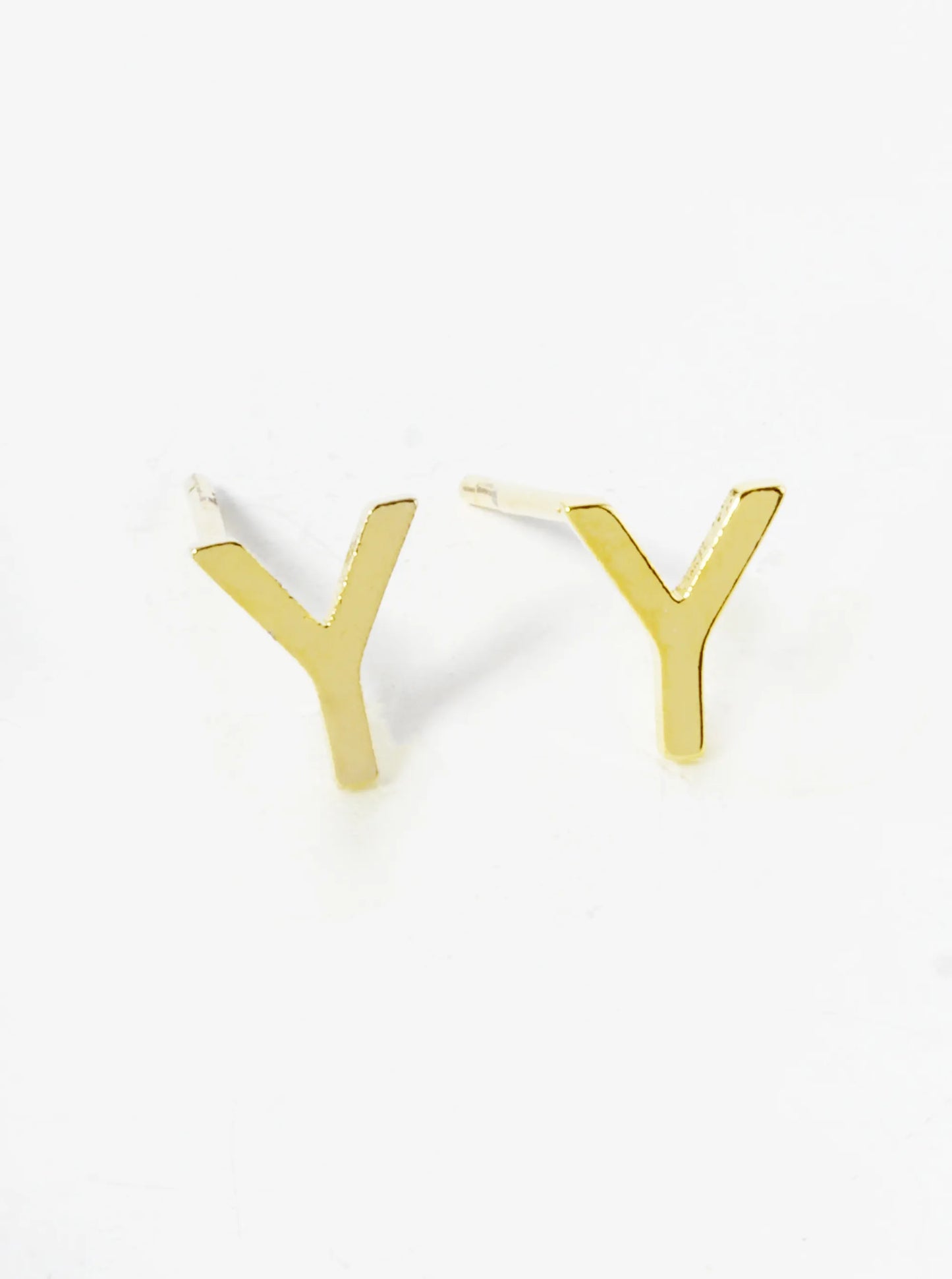 18K Gold Dipped 6mm Brass Initial Stud Earrings