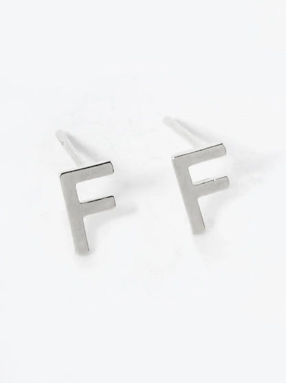 18K Gold Dipped 6mm Brass Initial Stud Earrings