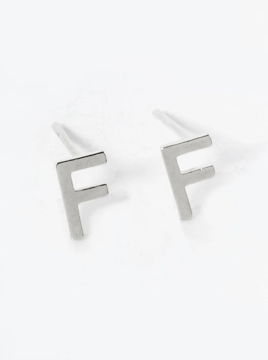 18K Gold Dipped 6mm Brass Initial Stud Earrings