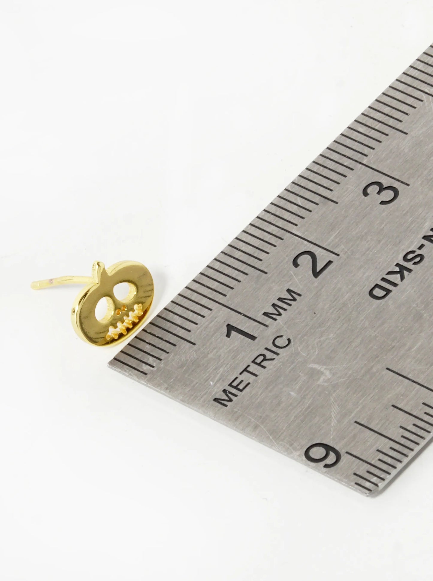 18K Gold Dipped 6mm Brass Pumpkin Sterling Silver Post Halloween Stud Earrings