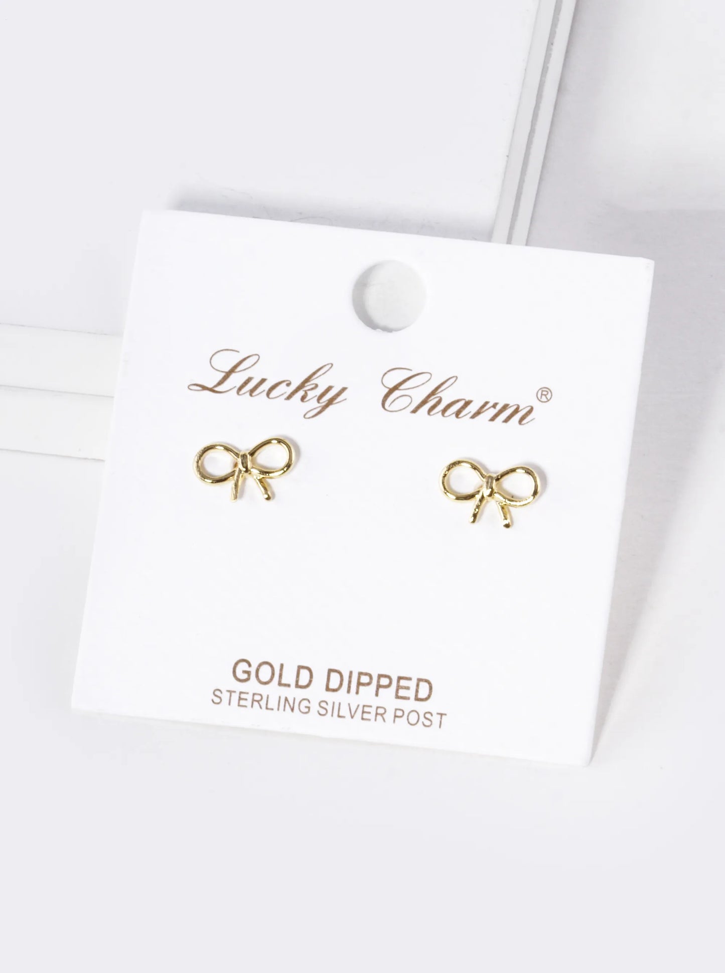 18K Gold Dipped 6mm Brass Wire Ribbon Bow Stud Earrings
