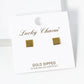 18K Gold Dipped 6mm Flat Square Stud Earrings