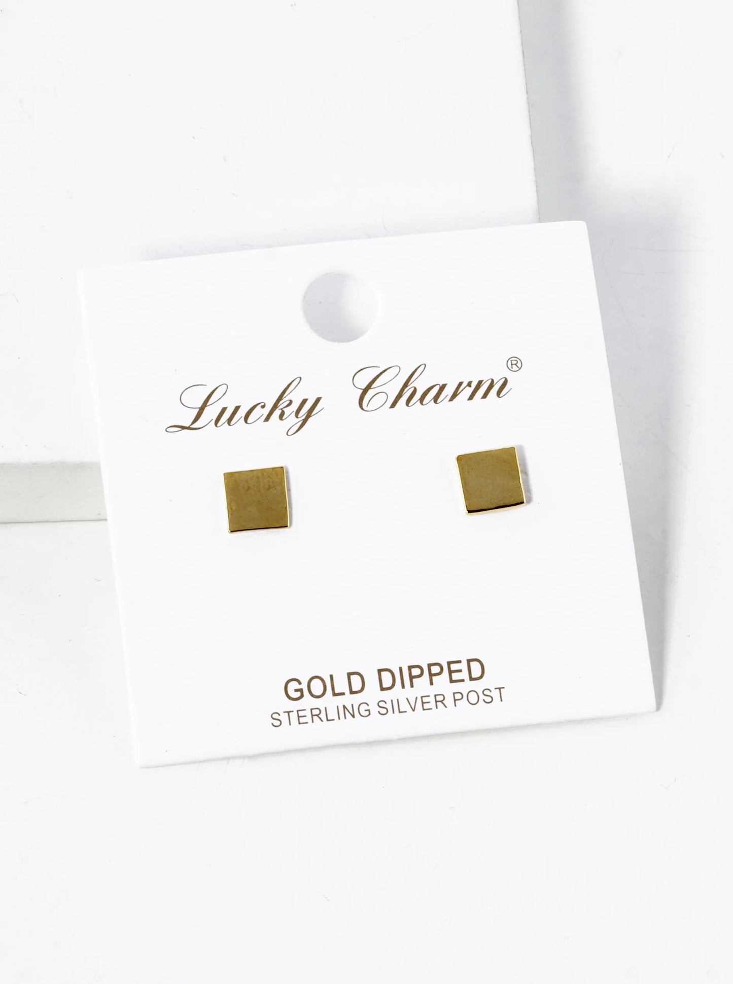 18K Gold Dipped 6mm Flat Square Stud Earrings
