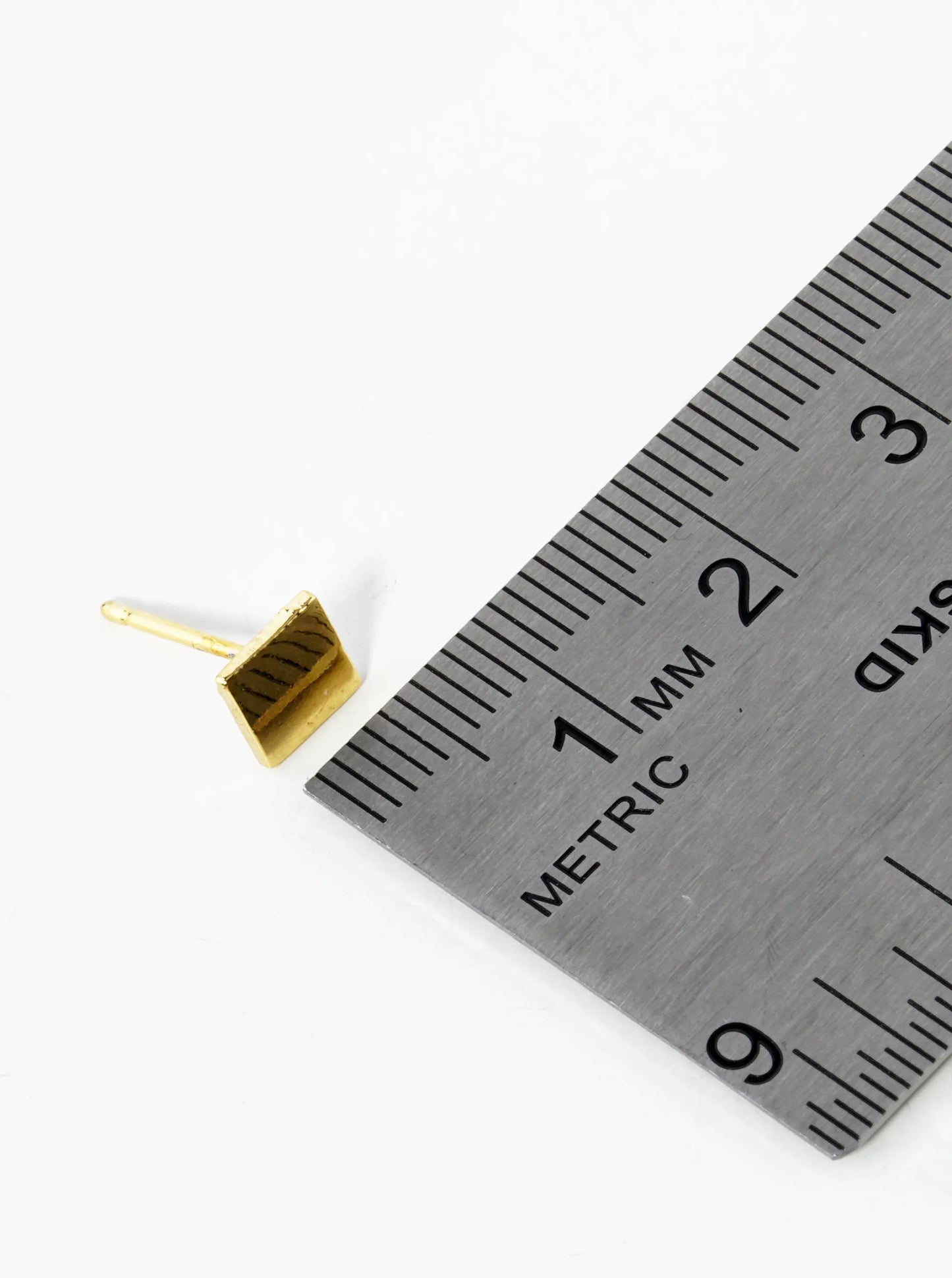 18K Gold Dipped 6mm Flat Square Stud Earrings