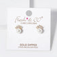 18K Gold Dipped 6mm Pearl Drop Baguette CZ Stud Earrings