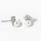 18K Gold Dipped 6mm Pearl Drop Baguette CZ Stud Earrings