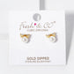 18K Gold Dipped 6mm Pearl Drop CZ Ribbon Bow Stud Earrings