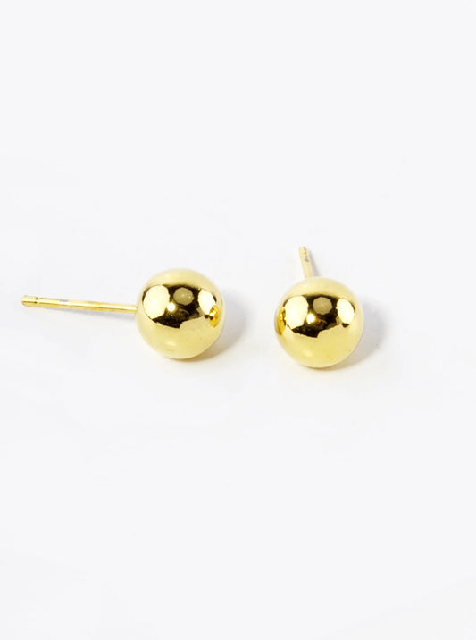 18K Gold Dipped 7mm Ball Stud Earrings