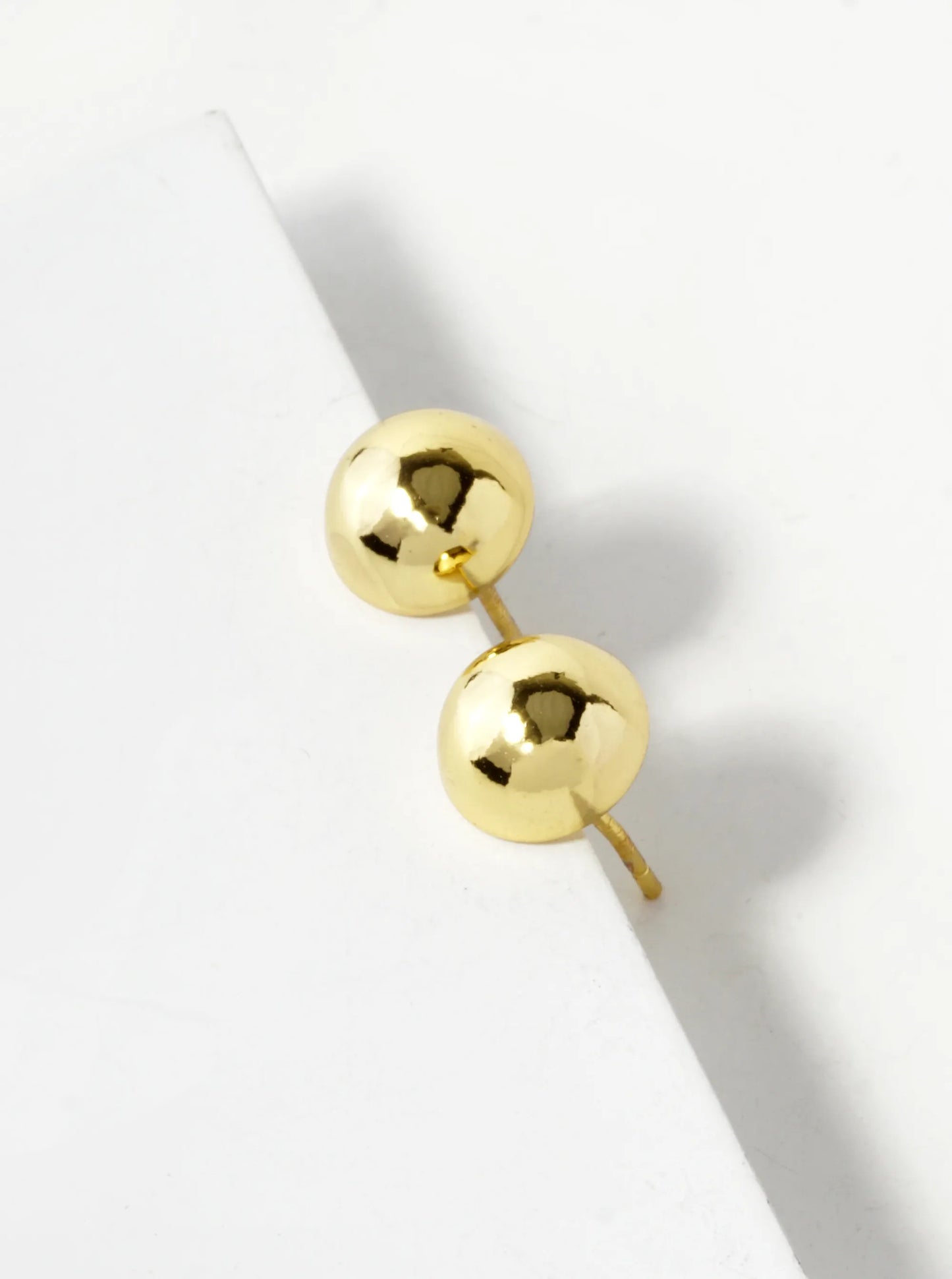 18K Gold Dipped 7mm Brass Half Ball Sterling Silver Post Stud Earrings