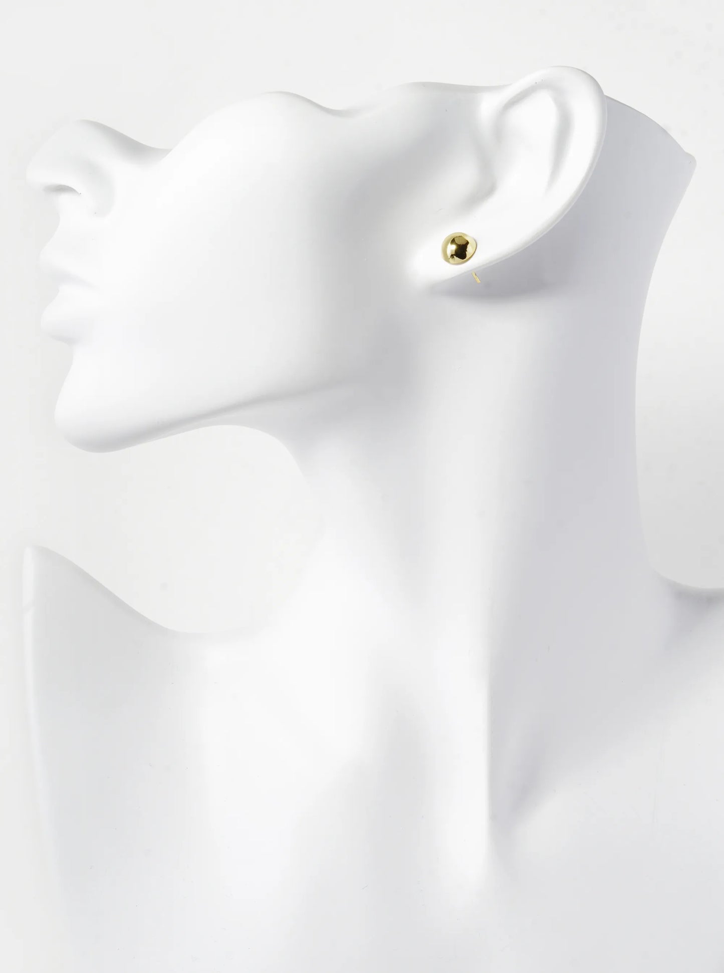 18K Gold Dipped 7mm Brass Half Ball Sterling Silver Post Stud Earrings