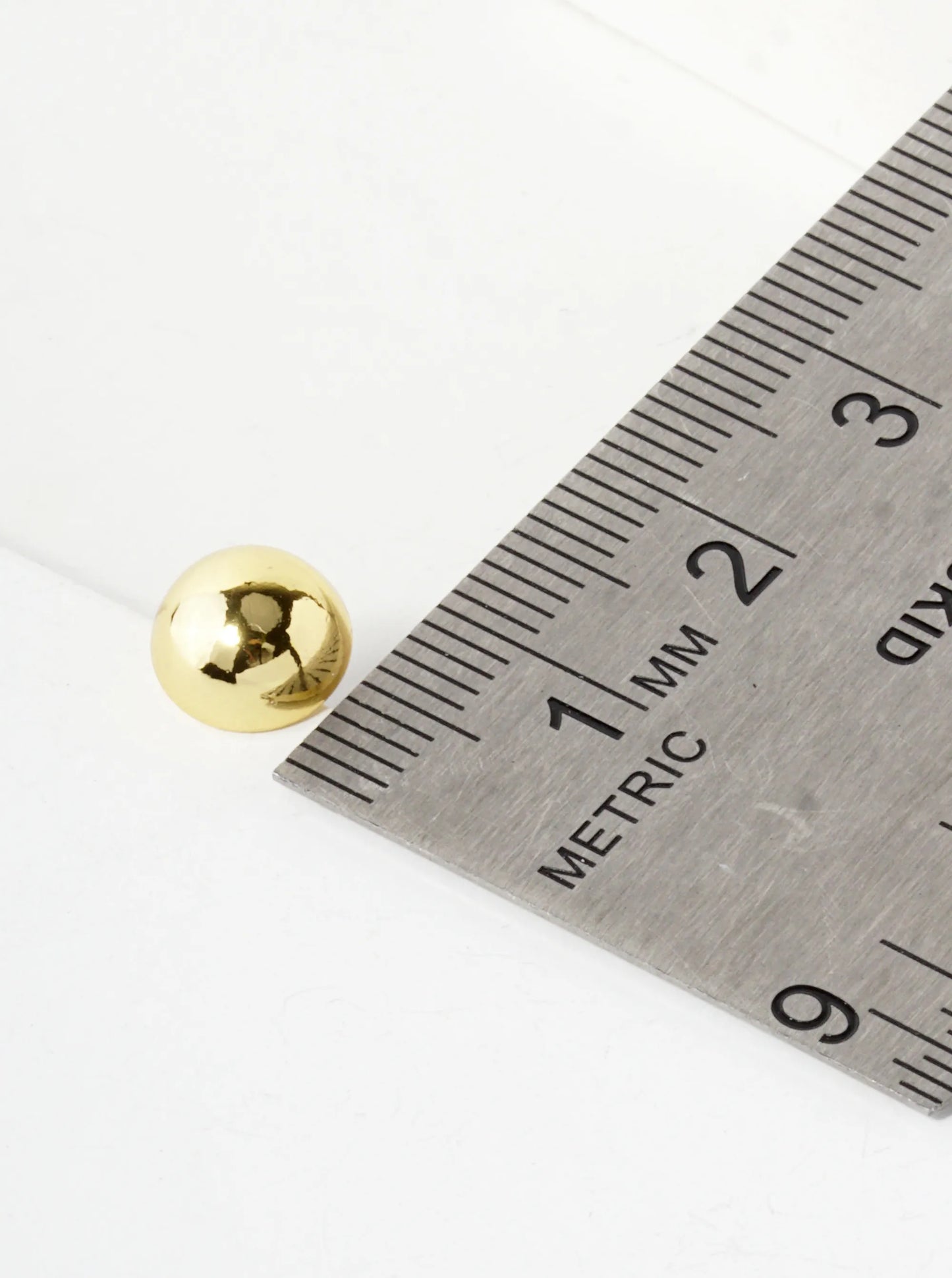 18K Gold Dipped 7mm Brass Half Ball Sterling Silver Post Stud Earrings