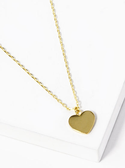 18K Gold Dipped 7mm Brass Heart Pendant Necklace