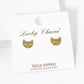 18K Gold Dipped 7mm Flat Cat Head Stud Earrings