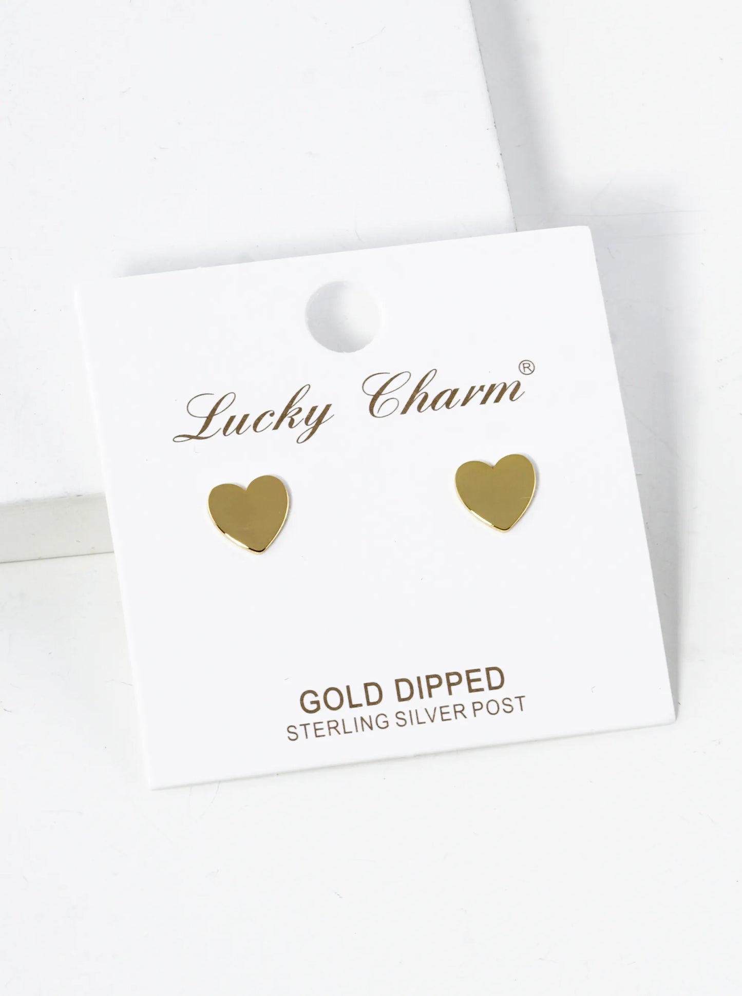 18K Gold Dipped 7mm Flat Heart Stud Earrings
