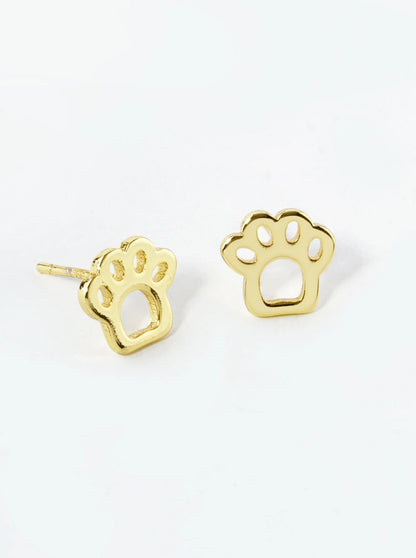 18K Gold Dipped 7mm Flat Paw Stud Earrings