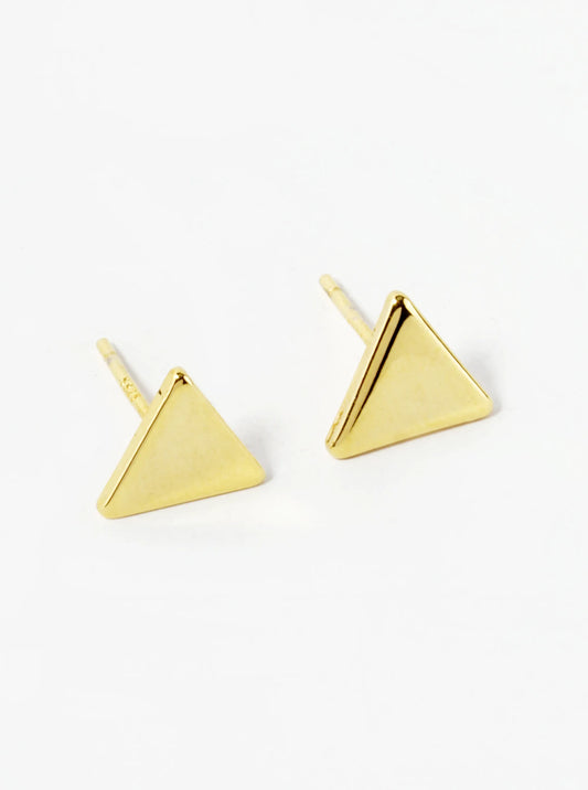 18K Gold Dipped 7mm Flat Triangle Stud Earrings