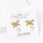 18K Gold Dipped 7mm Pearl Drop Micro Pave Set Cubic Zirconia Ribbon Bow Dangle Post Earrings