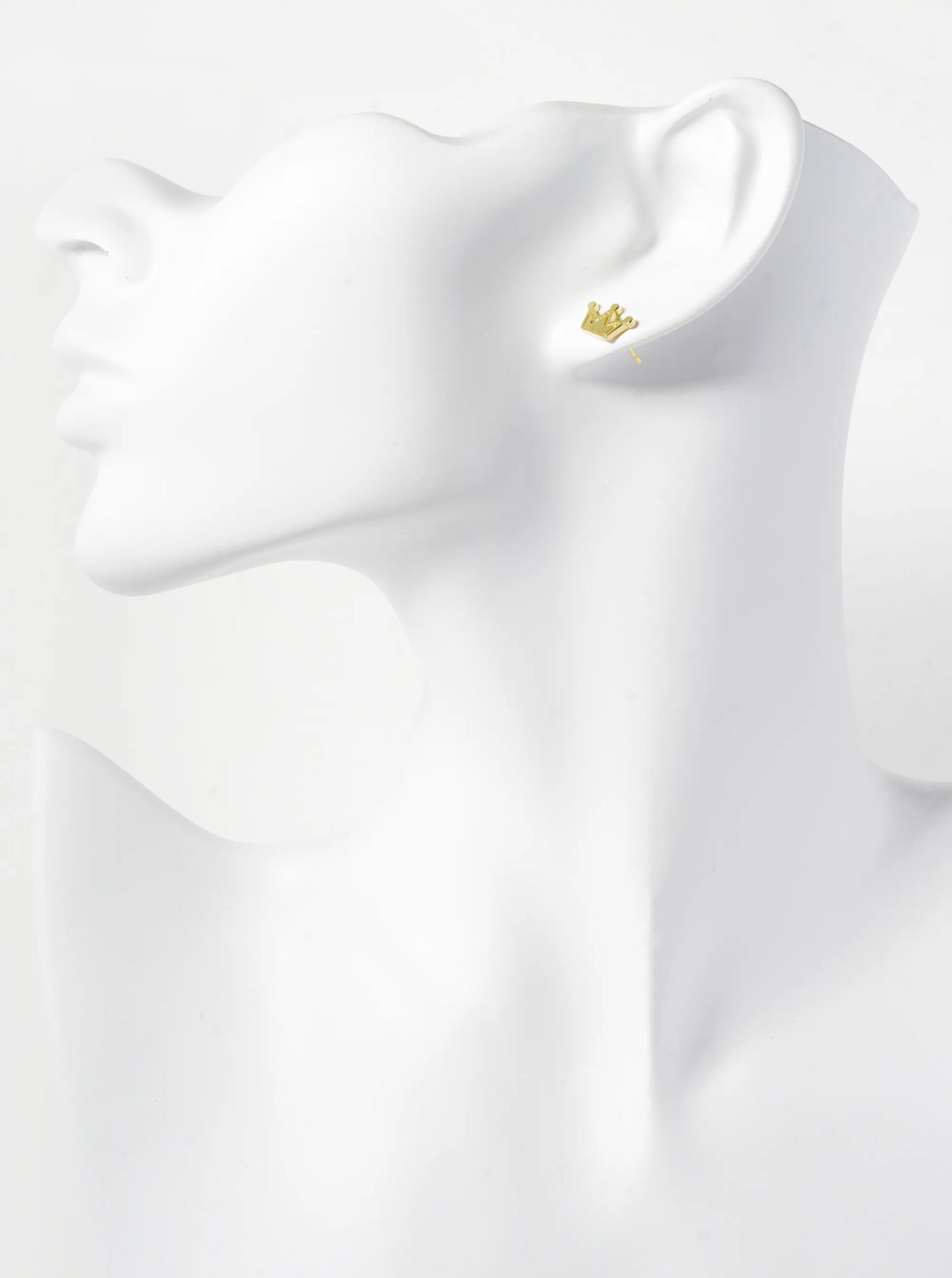 18K Gold Dipped 7mm Textured Brass Crown Sterling Silver Post Stud Earrings