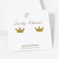 18K Gold Dipped 7mm Textured Brass Crown Sterling Silver Post Stud Earrings