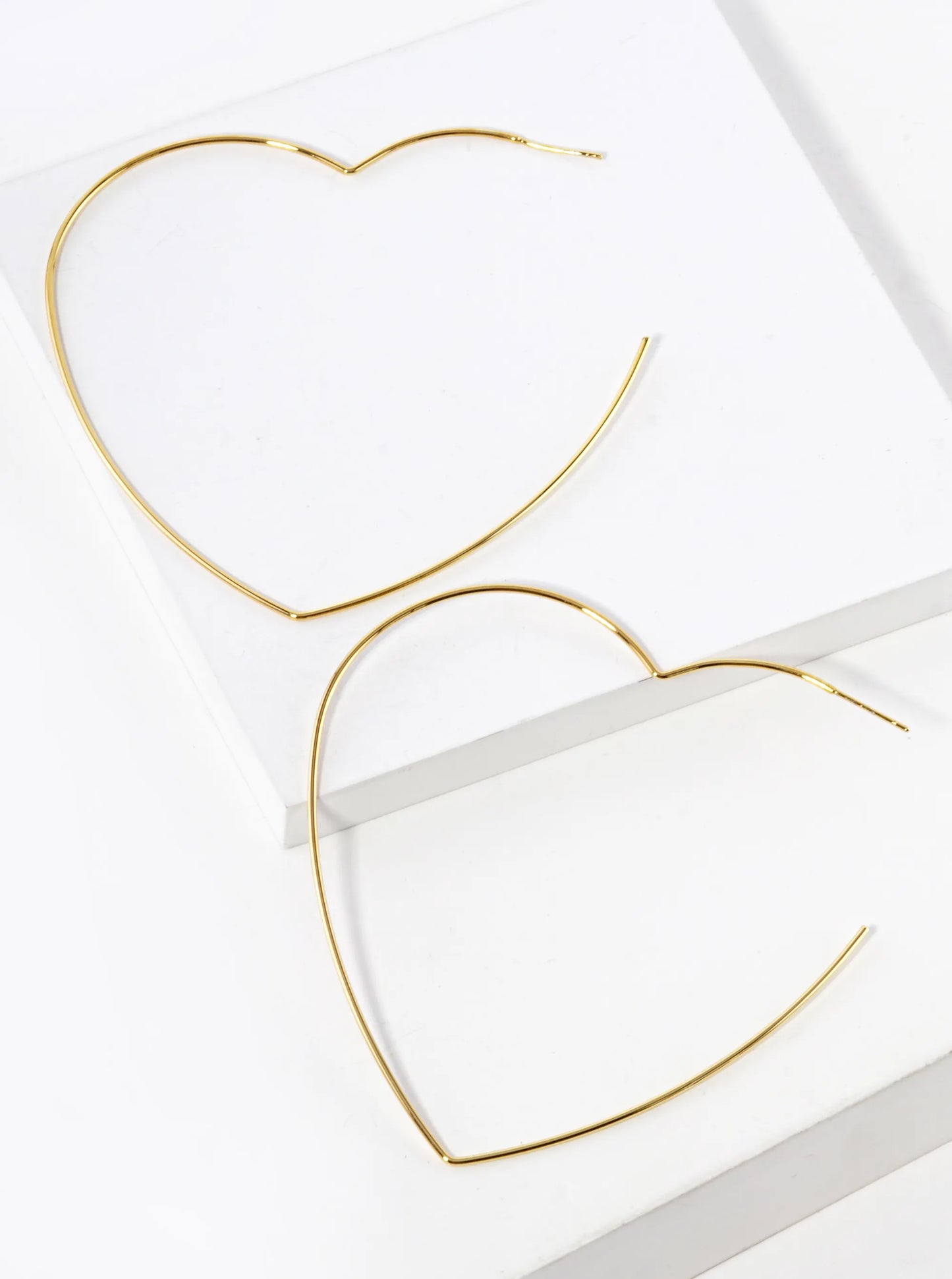 18K Gold Dipped 80mm Heart Shape Lightweight Open Hoop Earrings