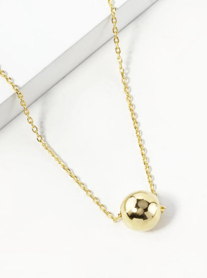 18K Gold Dipped 8mm Brass Ball Pendant Necklace