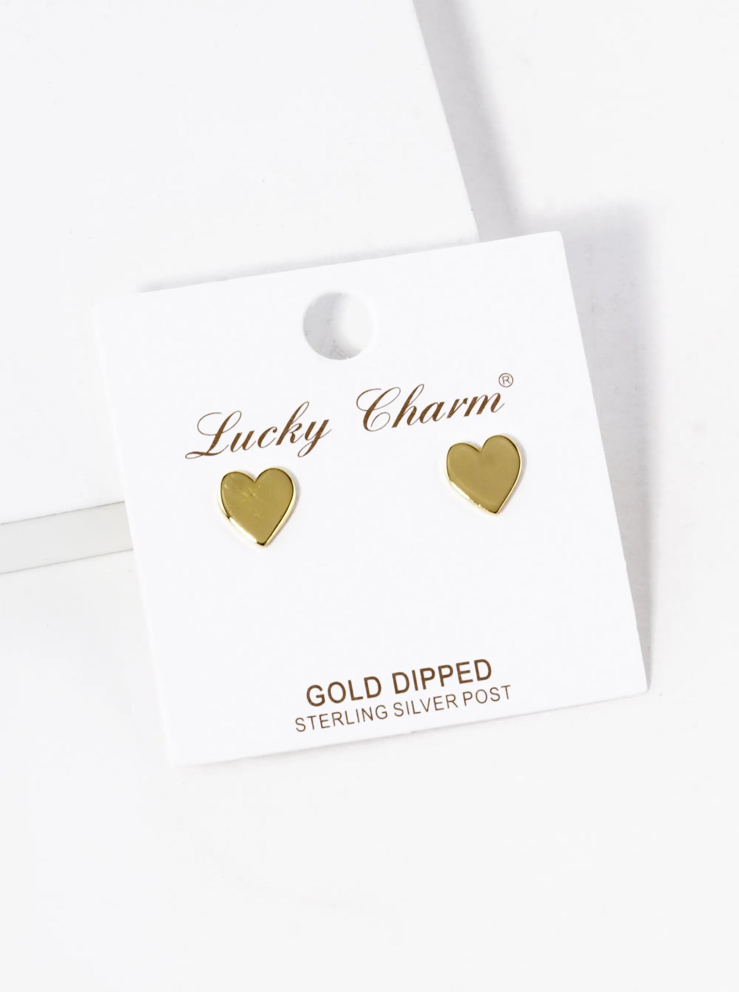 18K Gold Dipped 8mm Brass Flat Heart Stud Earrings