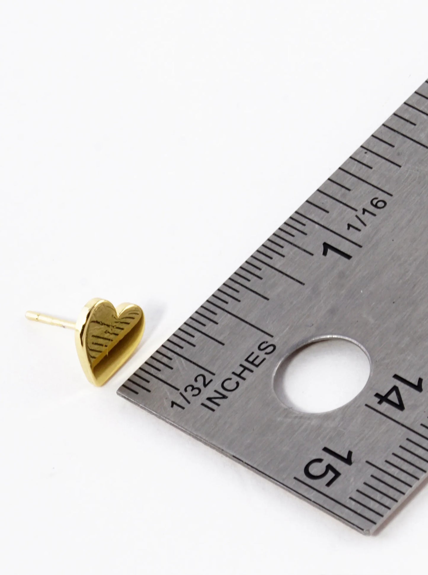 18K Gold Dipped 8mm Brass Flat Heart Stud Earrings