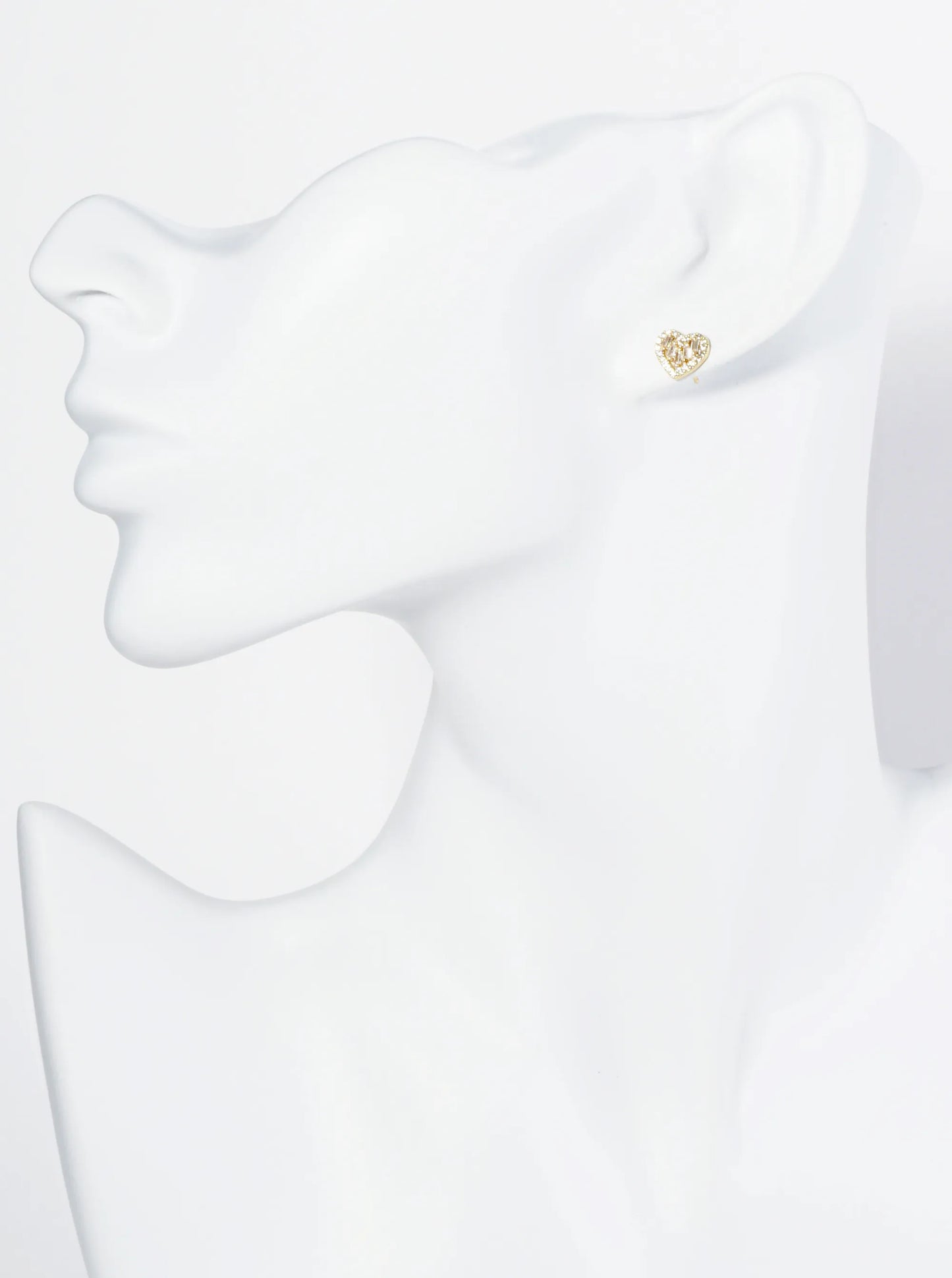 18K Gold Dipped 8mm Dainty Cubic Zirconia Heart Stud Earrings