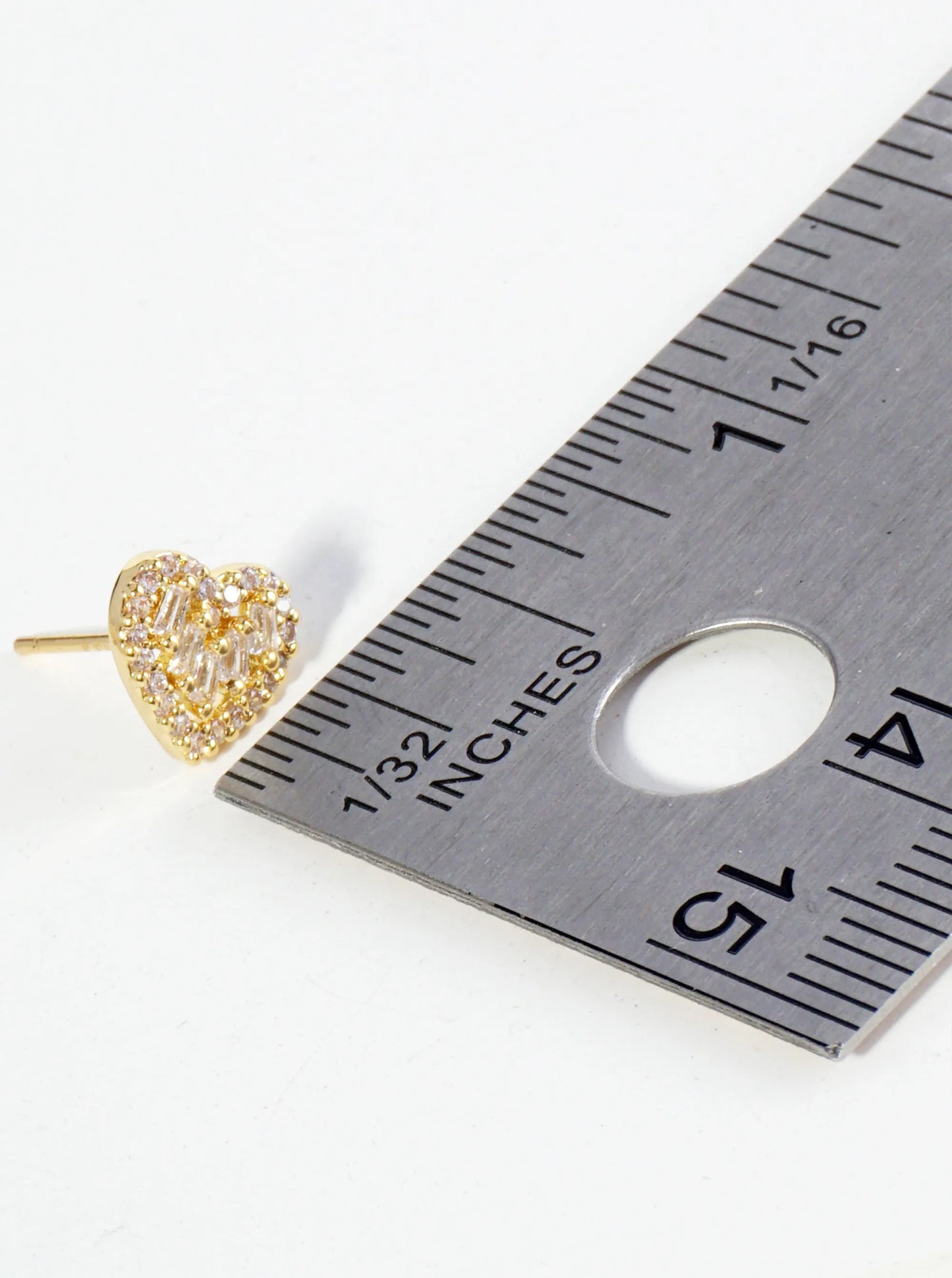 18K Gold Dipped 8mm Dainty Cubic Zirconia Heart Stud Earrings