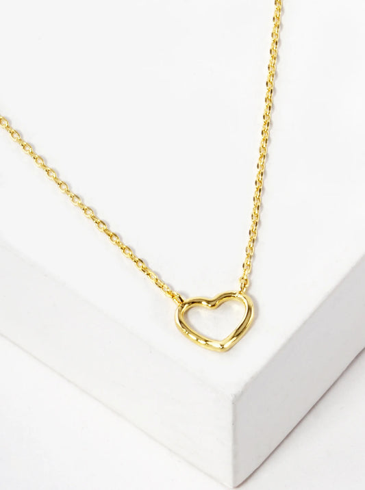 18K Gold Dipped 8mm Delicate Wire Heart Pendant Necklace