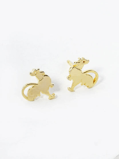 18K Gold Dipped 8mm Flat Rooster Stud Earrings