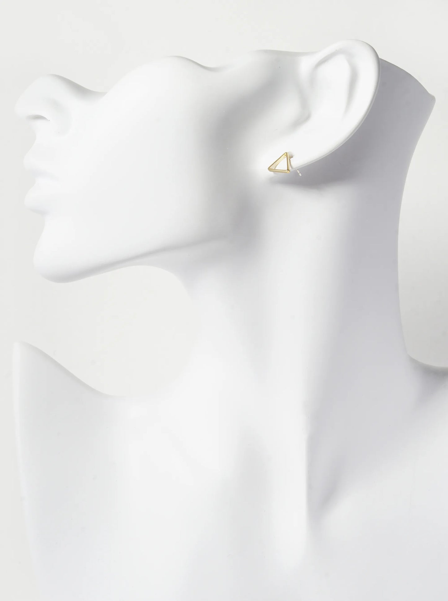 18K Gold Dipped 8mm Geometric Brass Triangle Sterling Silver Post Stud Earrings