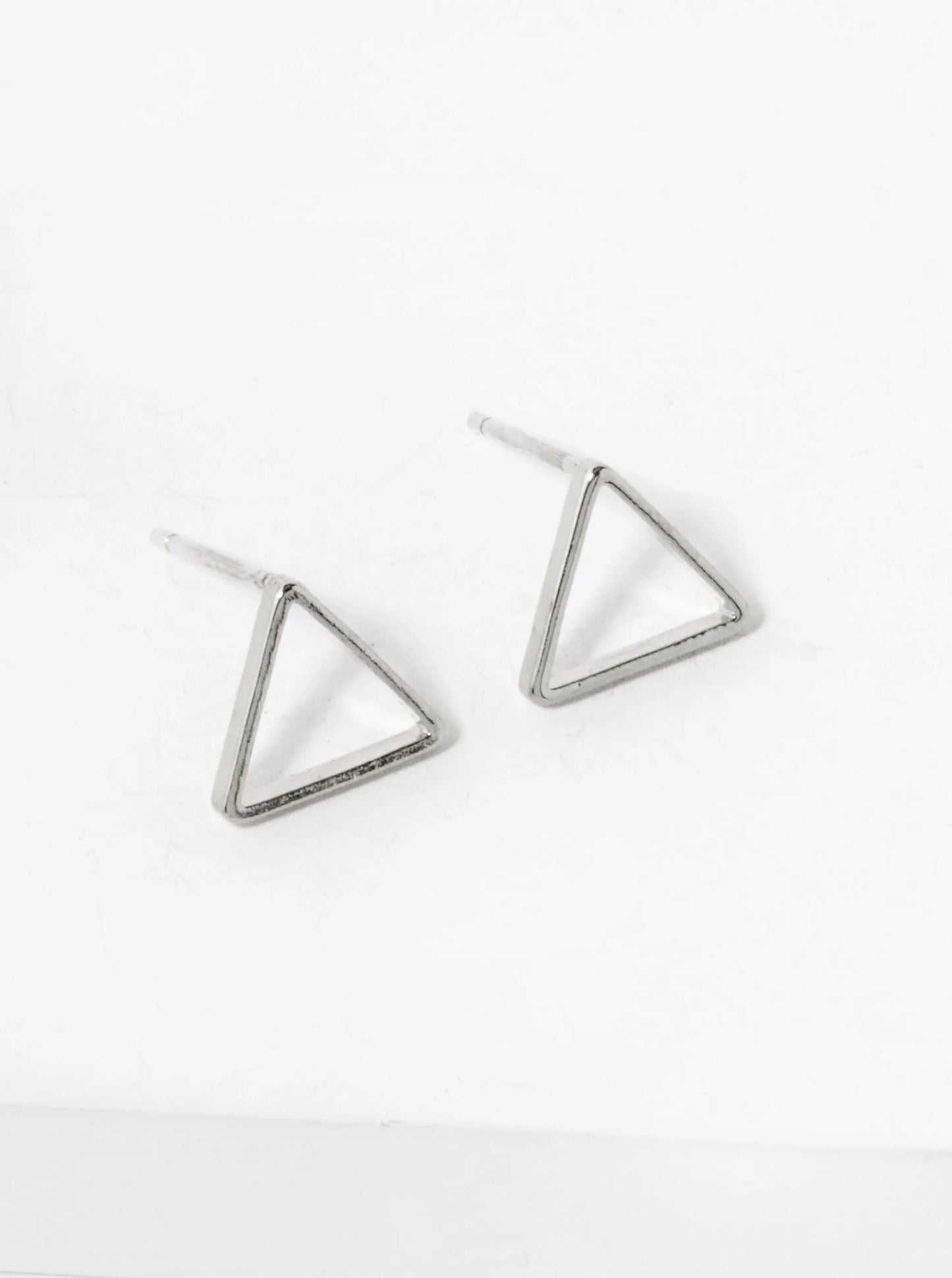 18K Gold Dipped 8mm Geometric Brass Triangle Sterling Silver Post Stud Earrings