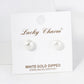 18K Gold Dipped 8mm Pearl Button Stud Earrings