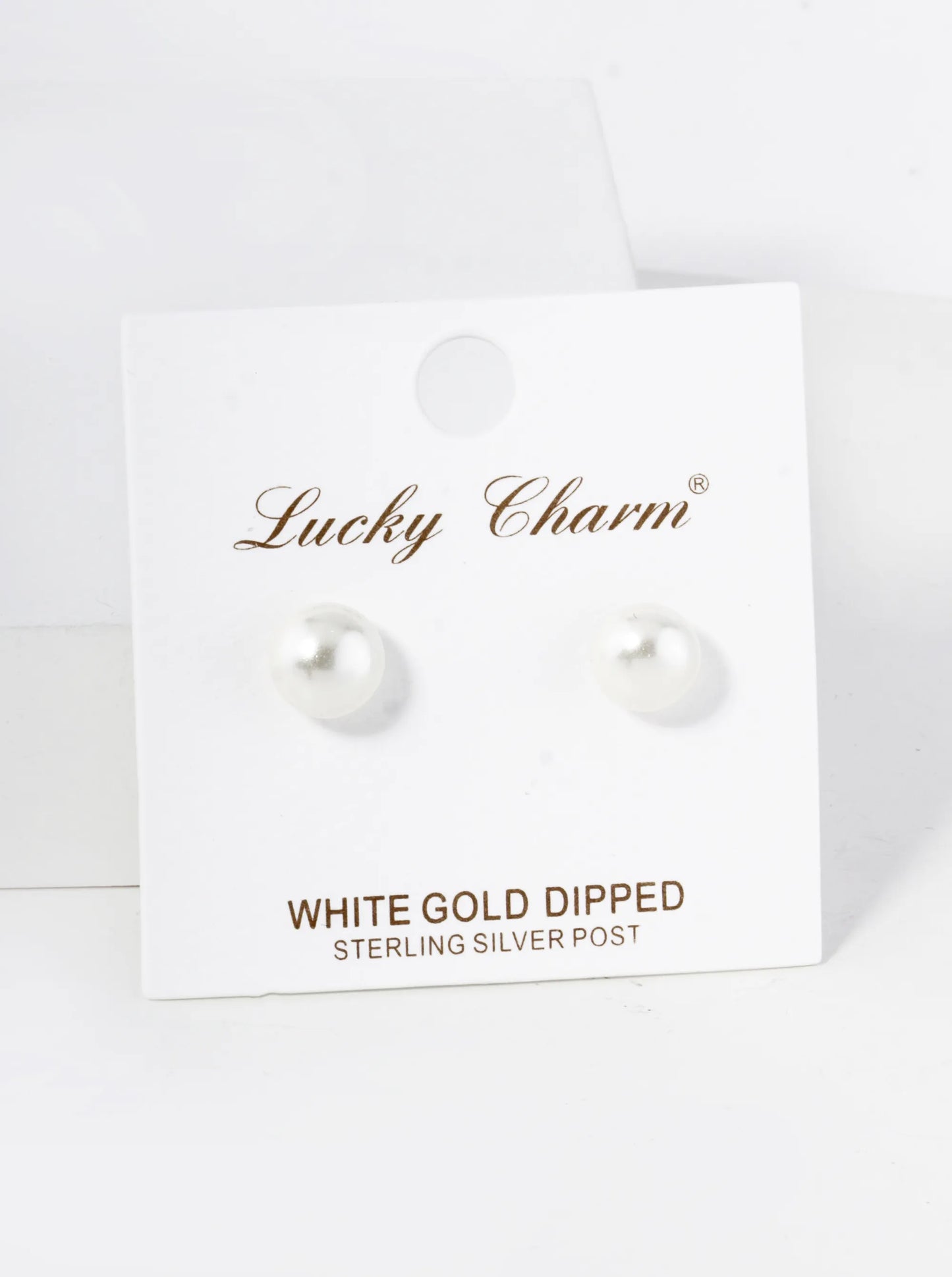 18K Gold Dipped 8mm Pearl Button Stud Earrings