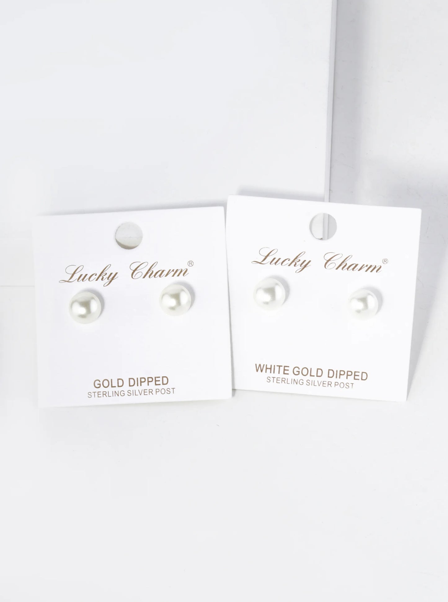 18K Gold Dipped 8mm Pearl Button Stud Earrings