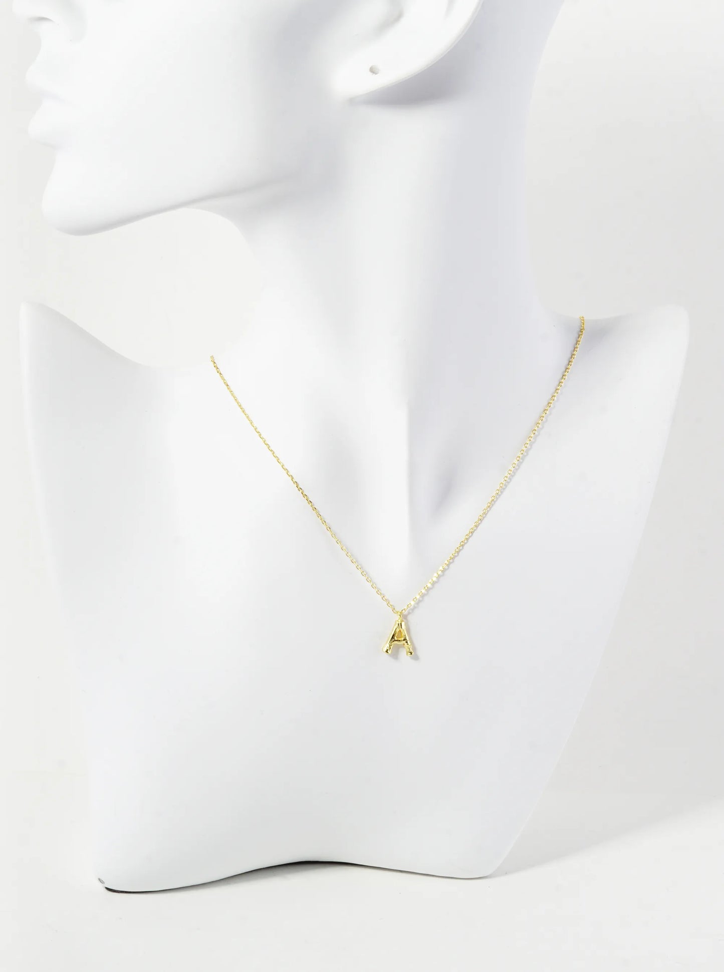 18K Gold Dipped 9mm Bamboo Initial Pendant Necklace