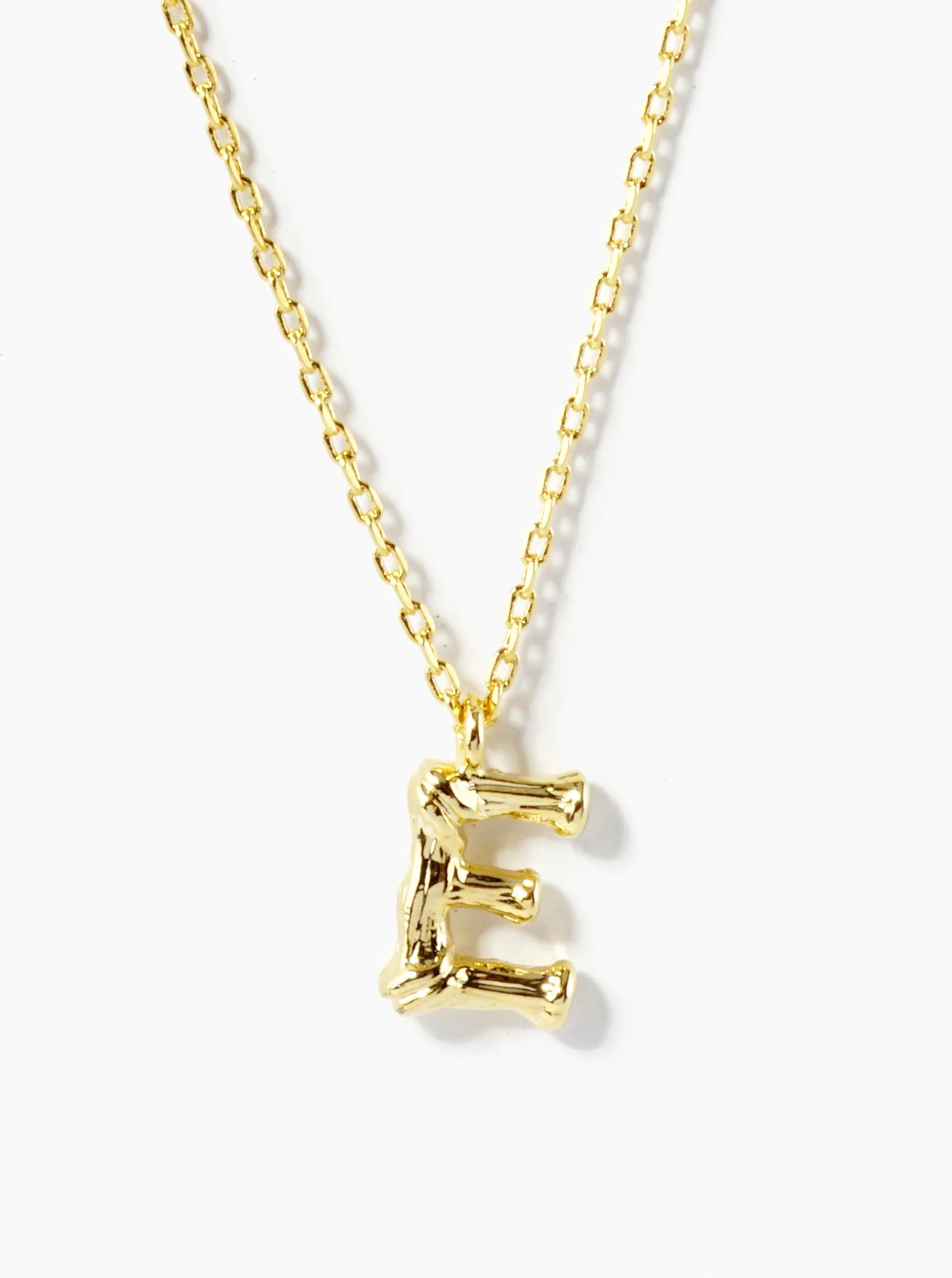18K Gold Dipped 9mm Bamboo Initial Pendant Necklace