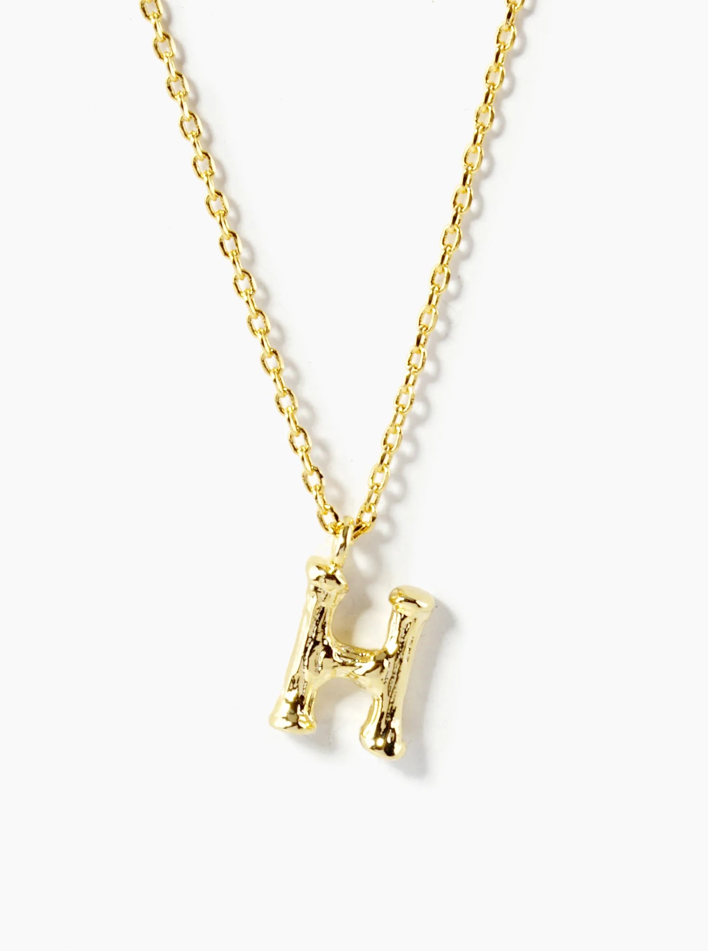 18K Gold Dipped 9mm Bamboo Initial Pendant Necklace