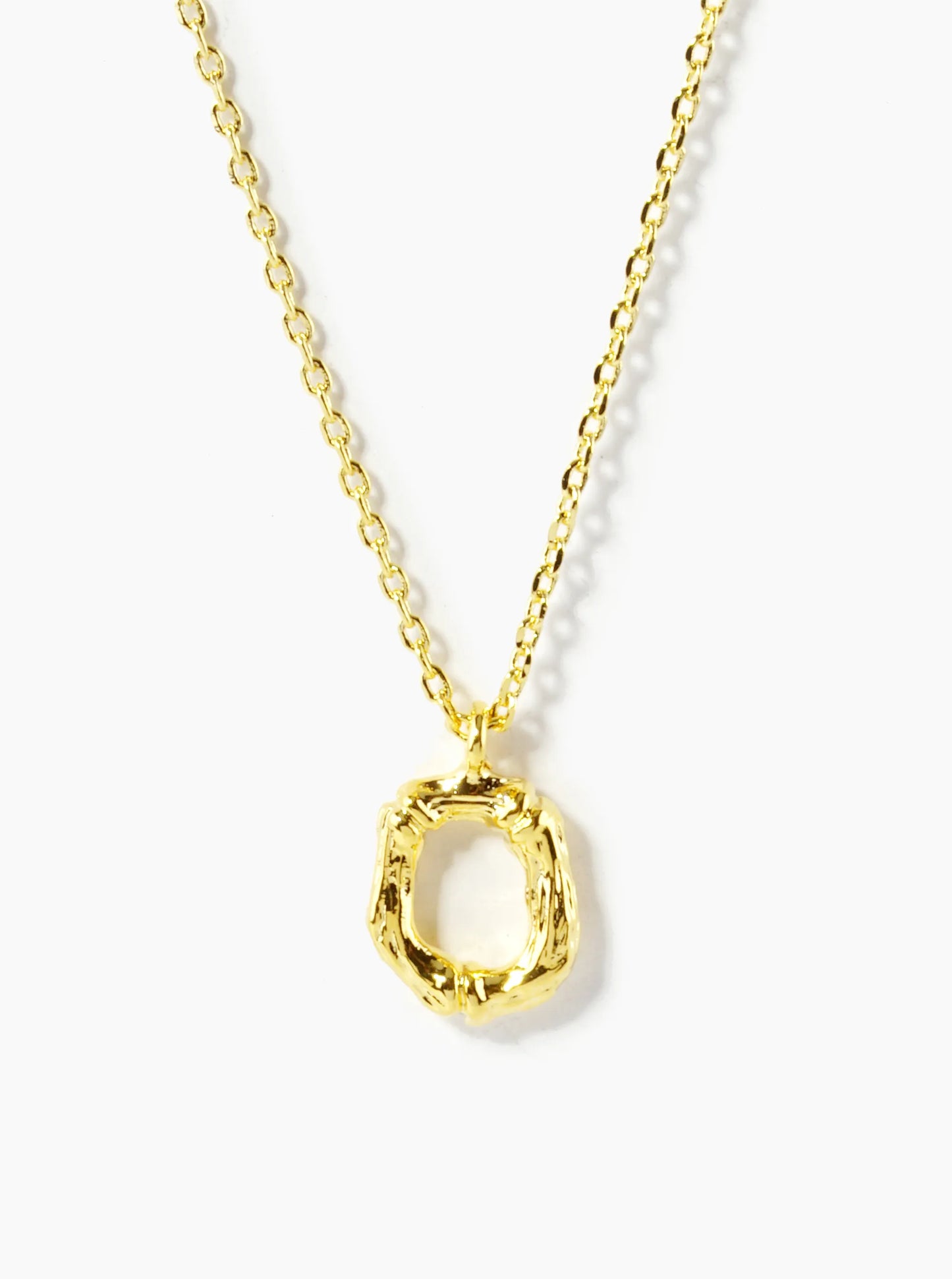 18K Gold Dipped 9mm Bamboo Initial Pendant Necklace