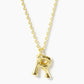 18K Gold Dipped 9mm Bamboo Initial Pendant Necklace