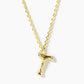 18K Gold Dipped 9mm Bamboo Initial Pendant Necklace