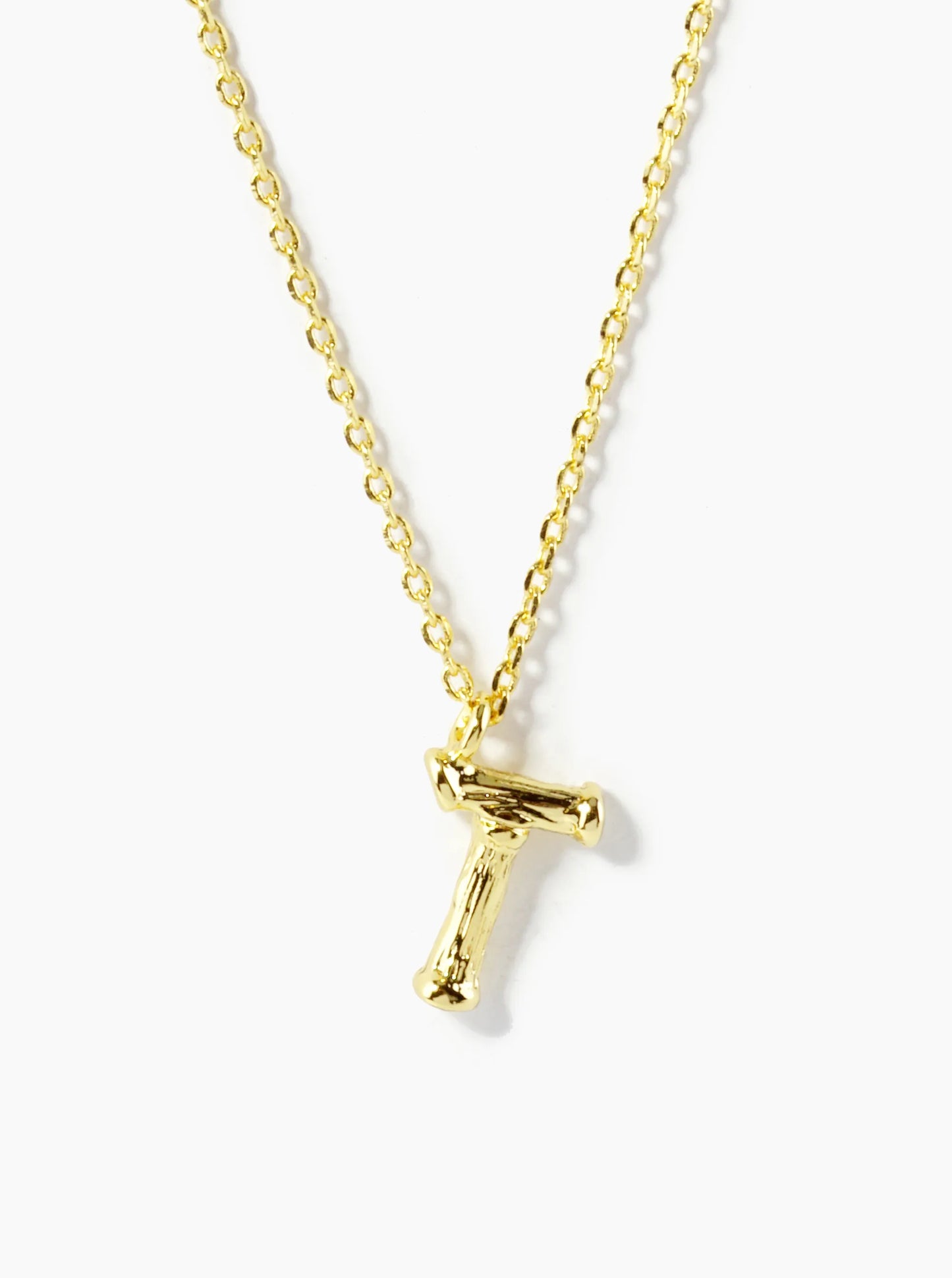 18K Gold Dipped 9mm Bamboo Initial Pendant Necklace